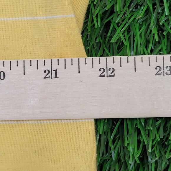 Vintage 90s MOD Striped Polo Shirt XL 22x28 Yellow White - Picture 11 of 12